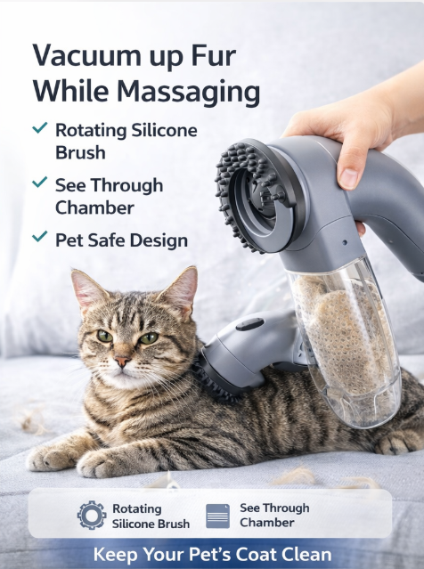 Electric Pet Hair Portable Pet Massage Cleaning Brush