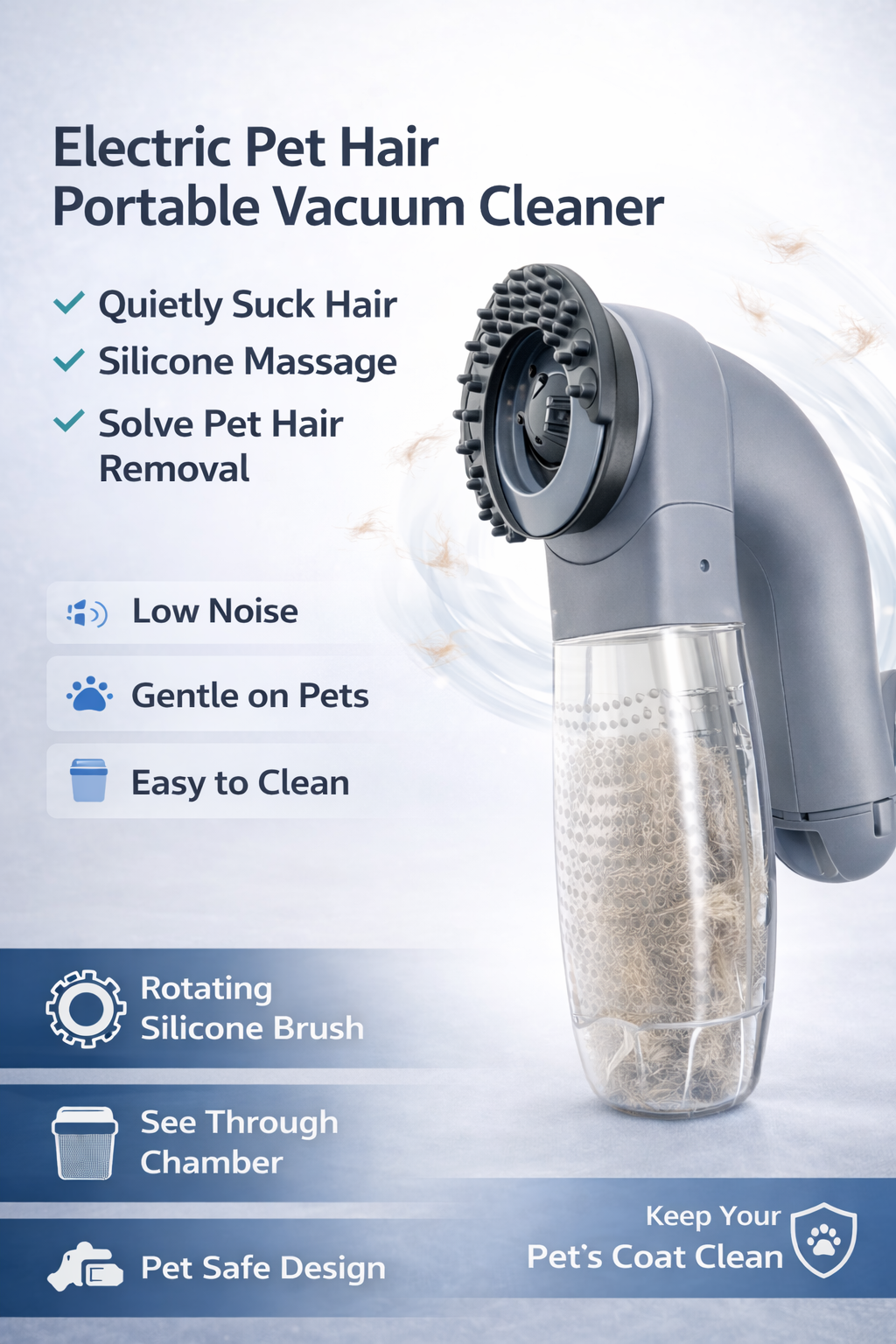 Electric Pet Hair Portable Pet Massage Cleaning Brush - Image 2